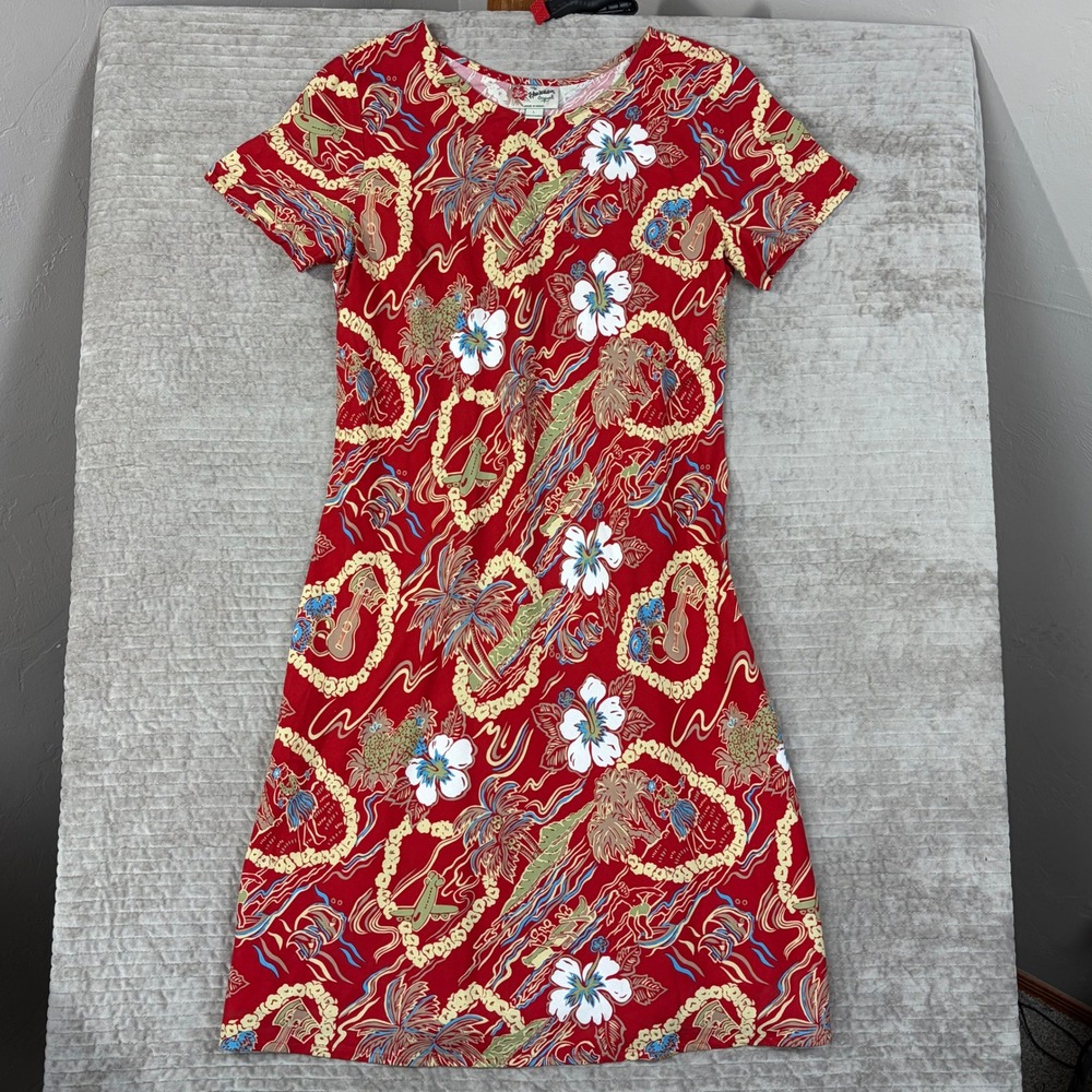 Hilo Hattie The Hawaiian Original‎ Red Tropical Floral A-Line Dress Womens Large